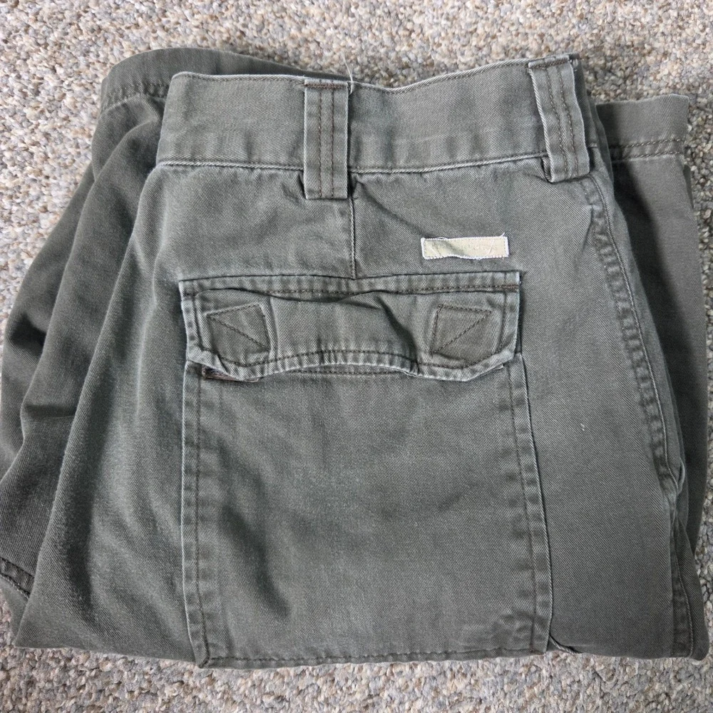 Perry Ellis Cottons Mens Olive Green Cargo Shorts Size 34 Cotton Twill Casual